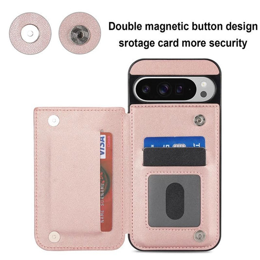 [With Card Slot] Google Pixel 8/Pro/8A - Argyle Pattern Leather Card Holder With Button Wallet Series Case