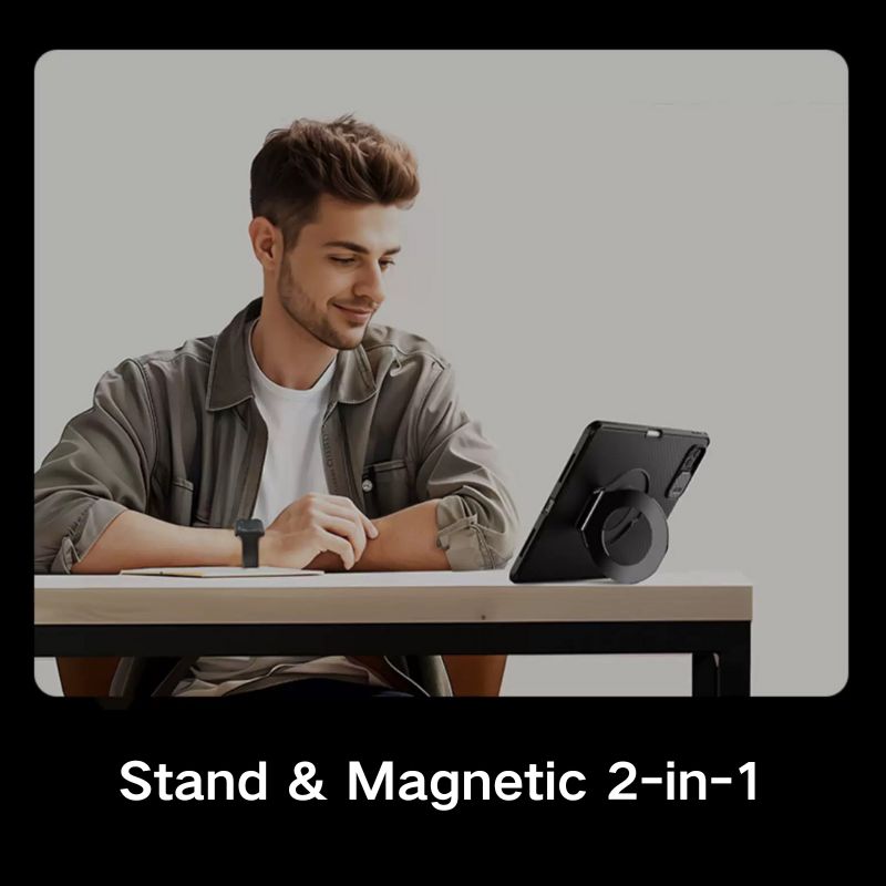 Load image into Gallery viewer, [With Lens Cover][Built-in Stand] Apple iPad Pro 2nd/3rd/4th Gen (2020/2021/2022) 11&quot; - Nillkin Black Hard Shell Magnetic Heavy Duty Series Case With Pen Slot
