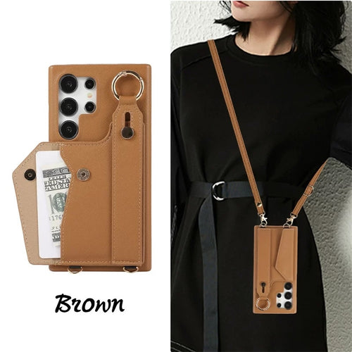 [With Card Slot] Samsung Galaxy A24 4G (SM-A245) - PC Synthetic Leather Wallet Series Case With Wristband & Strap - i-Station Mobile Phone & Electronic Device Repair and Accessories