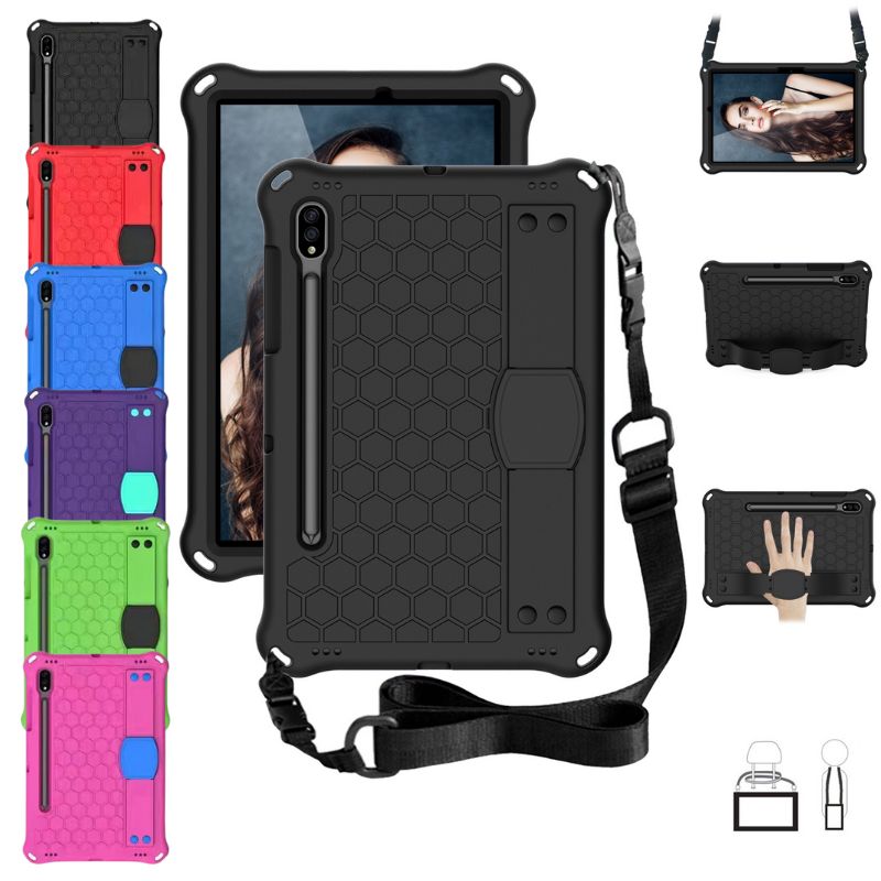 Load image into Gallery viewer, [Wrist Strap Holder] Samsung Galaxy Tab A9 2023 8.7&quot; (SM-X110 / X115) - EVA Silicone Honeycomb Shockproof Case With Strap
