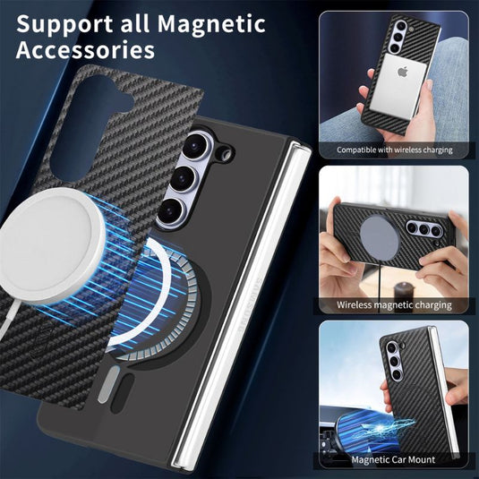 [Magsafe Compatible] Samsung Galaxy Z Fold 5 (SM-F946) - Fiber Texture Shell Film Integration Essentials Series Case