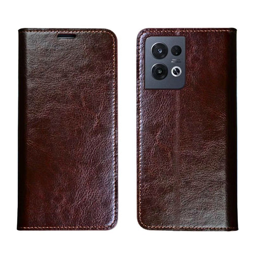 [With Card Solt] OPPO Reno 10 & Pro & Plus - Full Coverage Shockproof Flip Cover Genuine Leather Series Case