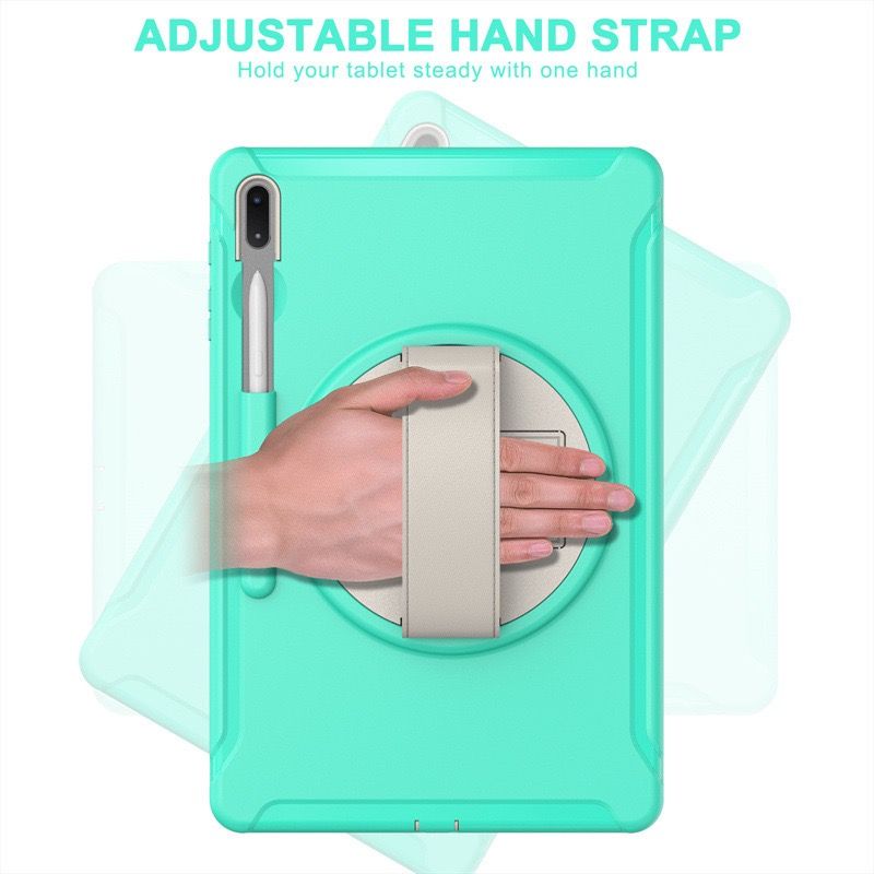 Load image into Gallery viewer, [Built-in Stand][With Pen Slot] Samsung Galaxy Tab S7 Plus/S7 FE/S8 Plus/S9 Plus 12.4&quot; - 360 Degree Full Wrap Rotating Shockproof Case With Wrist Strap
