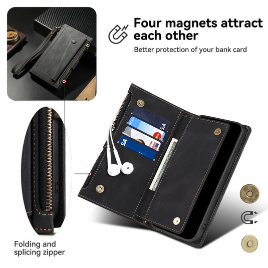 [With Card Slot]  Apple iPhone 14/Plus/Pro/Max - Multi Functional Business Leather Wallet Series Case With Strap