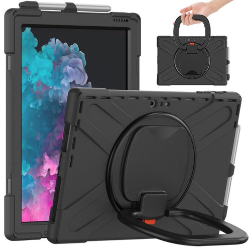 [With Pen Slot] Microsoft Surface Pro 4/5/6/7/7 Plus - 360 Degree Rotate Shockproof Heavy Duty Tough Stand Handle Ring Holder Case Cover