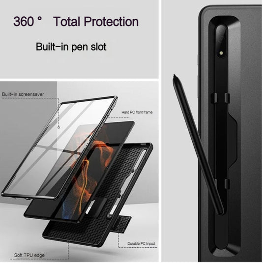 [Built in Screen Protector & Kickstand][With Pen Slot] Samsung Galaxy Tab S8 Ultra 2022 14.6" (SM-X900 & X906) -  Full Body Coverage Rugged Armor Shockproof Case