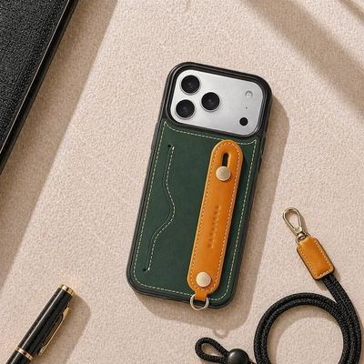 [With Card Slot] Apple iPhone 18 Pro & Pro Max - HANATORA Business Premium Genuine Leather Phone Case with Contrast Wrist Strap - i-Station Mobile Phone & Electronic Device Repair and Accessories