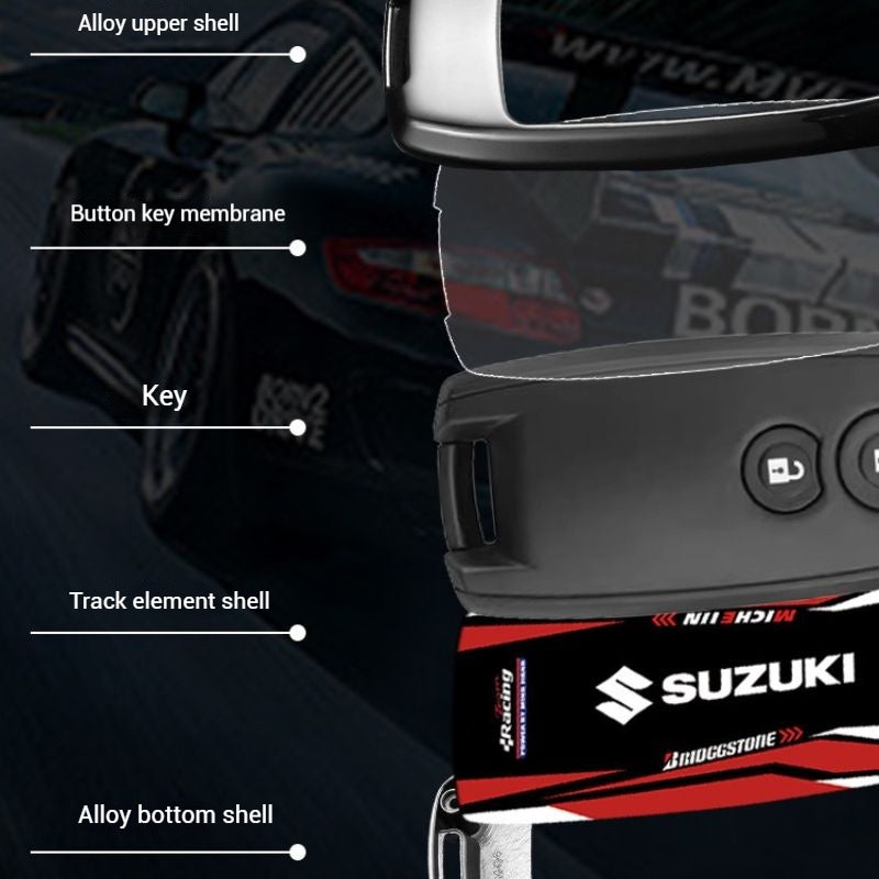 Load image into Gallery viewer, Suzuki Stylish Racing-inspired Design Car Key Fob Case Cover For Hustler, SX4, S-Cross, Baleno, Ertiga, Ciaz, Ignis, Kizashi, Swift, Vitara, Alto, Celerio, Brezza
