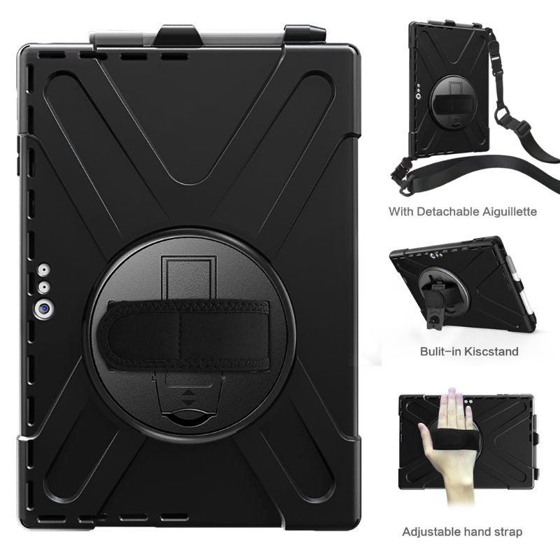 Microsoft Surface Pro X - 360 Degree Rotate Shockproof Heavy Duty Tough Stand Case Cover With Strap & Pen Holder - i-Station Mobile Phone & Electronic Device Repair and Accessories