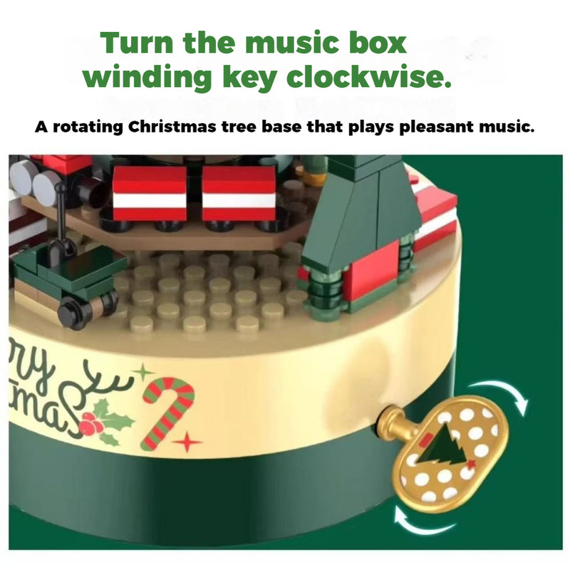 Load image into Gallery viewer, Christmas Tree Rotating Music Box – Fun Building Block Toy, Perfect Gift for Children &amp; Holiday Decor
