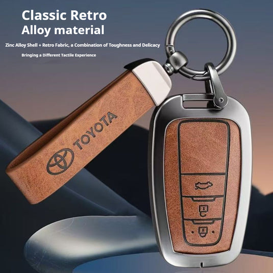 Toyota Zinc Alloy + PU Leather Car Key Fob Case Cover For Camry, RAV4, Highlander, Prado, Crown