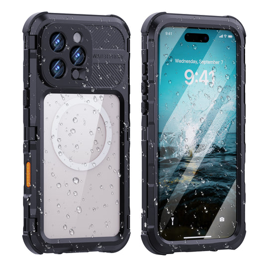 [M Series][Magsafe Compatible] Apple iPhone 14 / 14 Plus / 14 Pro / 14 Pro Max - Redpepper Metal Heavy Duty Waterproof Magnetic Silicone Phone Case With Lanyard