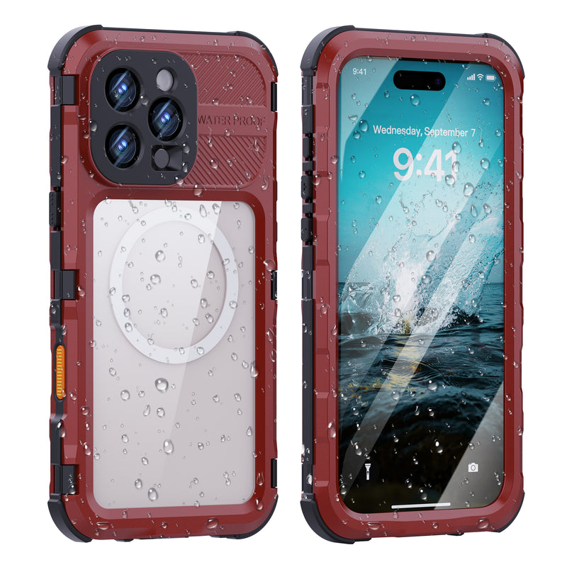 Load image into Gallery viewer, [IP68/10FT Waterproof][Magsafe Compatible] Apple iPhone 15 / 15 Plus / 15 Pro / 15 Pro Max - Redpepper M Series Metal Heavy Duty Waterproof Magnetic Silicone Phone Case With Lanyard
