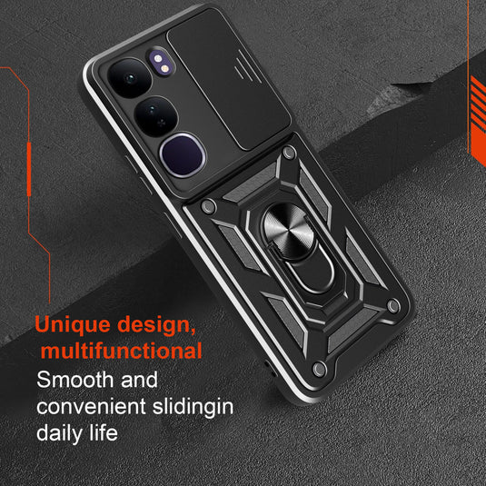 [Built-in Stand][Built-in Slide Lens Cover] Vivo IQOO Z7 & Pro Multi-function Grade Armour Case