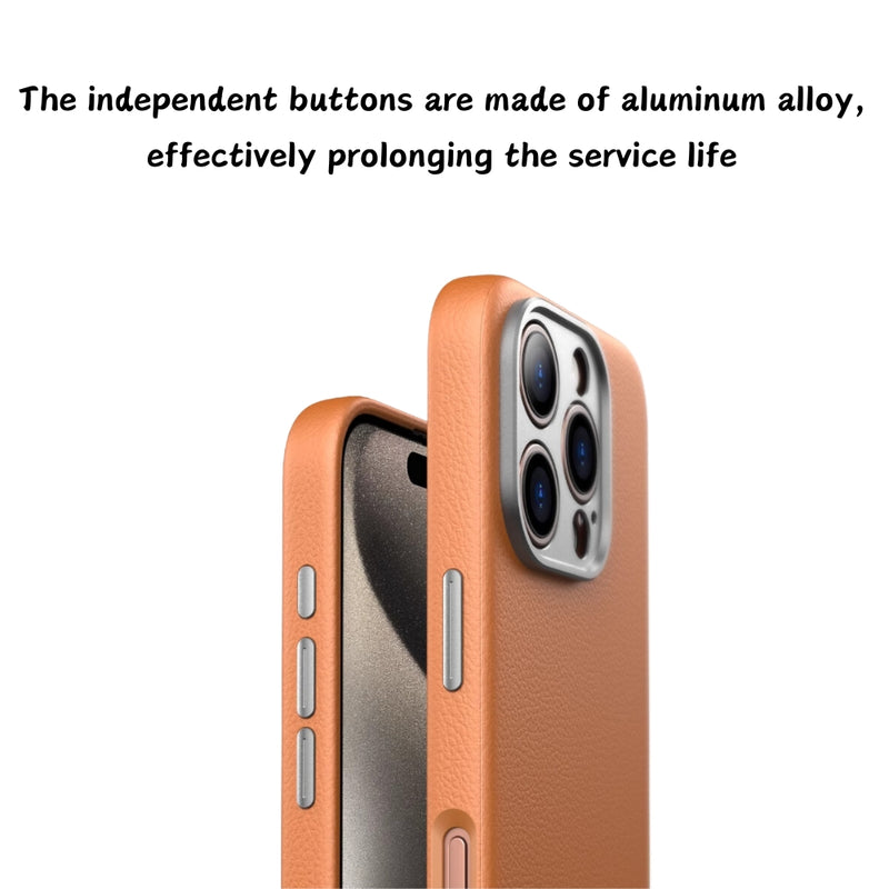 Load image into Gallery viewer, [Magsafe Compatible] Apple iPhone 16/Pro/Max - Alloy Lens Cover Shockproof Scratch Resistant Genuine Leather Series Case
