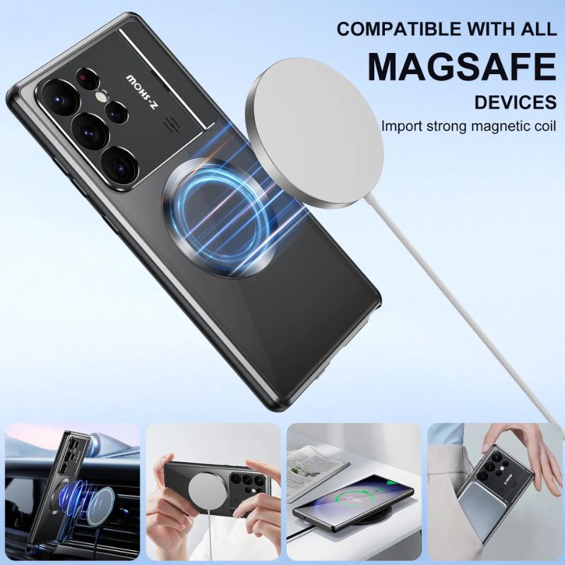 Load image into Gallery viewer, [Magsafe Compatible] Samsung Galaxy S24 Ultra (SM-S928) - Aluminum Magnetic Metal Camera lens Stand Case With Aromatherapy
