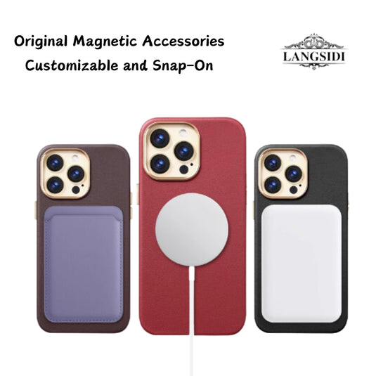 [Magsafe Compatible] Apple iPhone 13/Pro/Max - Shockproof Scratch Resistant Genuine Leather Series Case