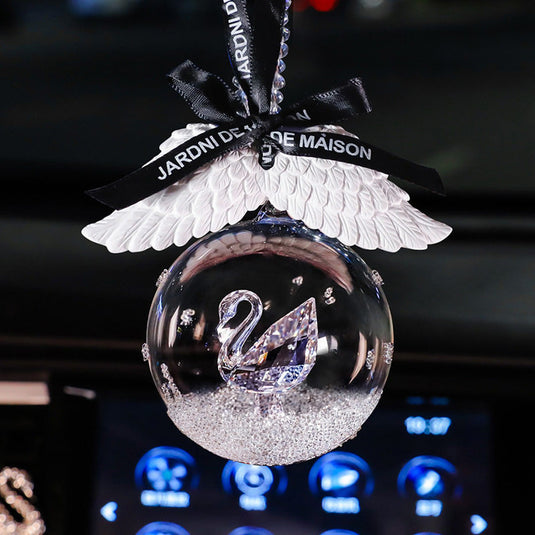 Elegant Swan Crystal Lucky Ball Car Rearview Mirror Hanging Ornament Car Interior Decoration - i-Station Mobile Phone & Electronic Device Repair and Accessories