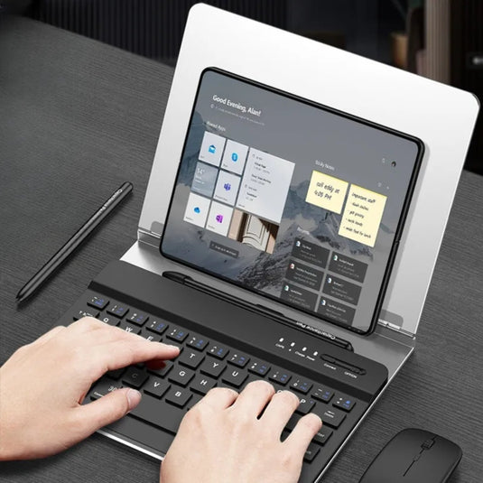 Samsung Galaxy Z Fold 5 / 6 - Bluetooth Wireless Keyboard Holder With Mouse and Capacitive Pen