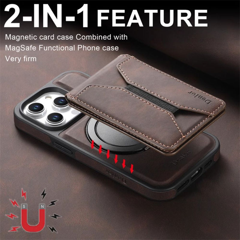 Load image into Gallery viewer, [With Card Slot][Magsafe Compatible] Apple iPhone 14/Plus/Pro/Max - Detachable Card Holder PU Leather Wallet Series Case With 360° Rotatable Ring
