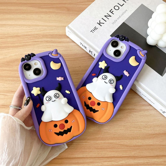 Apple iPhone 16/Pro/Max - Halloween Lovely Wacky Ghost Pumpkin Fashion-Forward Series Case