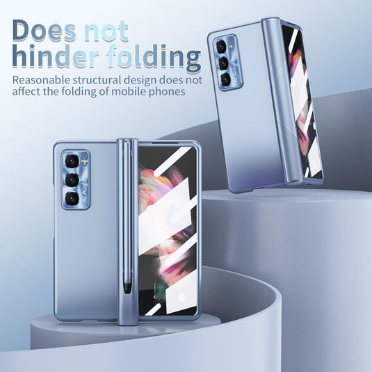 [With S Pen and Lens Cap] Samsung Galaxy Z Fold 5 5G (SM-F946B) - Magnetic Double Hinge Plating Case