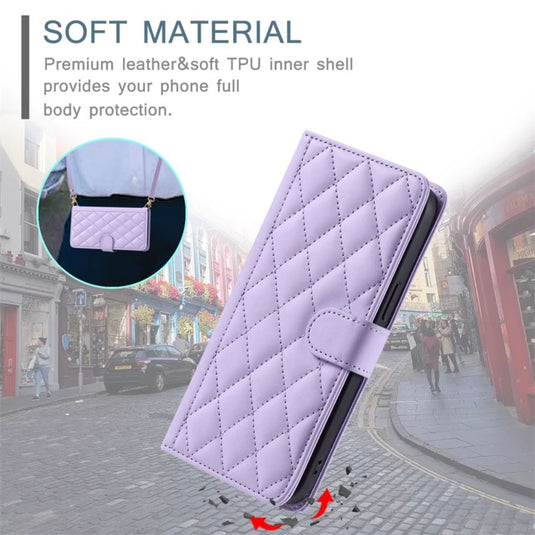 [With Card Slot] Samsung Galaxy S23/Plus/Ultra - Women Crossbody PU Leather Flip Wallet Series Stand Case With Lanyard