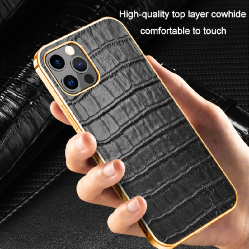 Load image into Gallery viewer, Apple iPhone 16/Plus/Pro/Max - Business Crocodile Pattern Cowhide Drop Proof Genuine Leather Series Case
