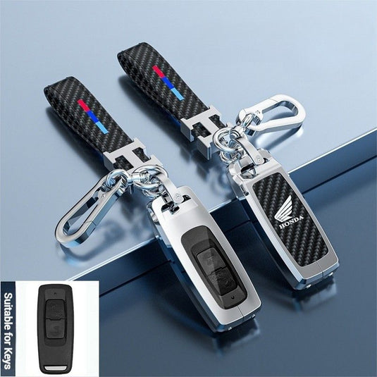 Honda Motorcycle Zinc Alloy + Carbon Fiber Texture Car Key Fob Case Cover For PCX 125, PCX 150, PCX 160, X-ADV, Forza 125, Forza 300, Forza 350, Forza 750, SH125, SH150, SH300, SH350, Scoopy