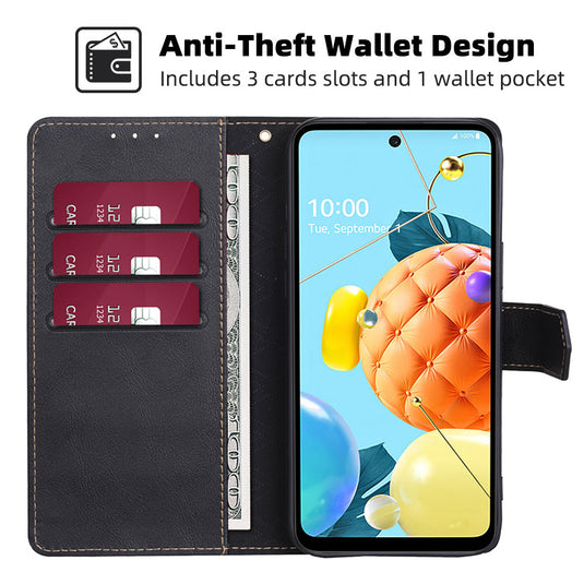 LG Q70 - Business Magnetic RFID Blocking PU Leather Wallet Series Stand Case