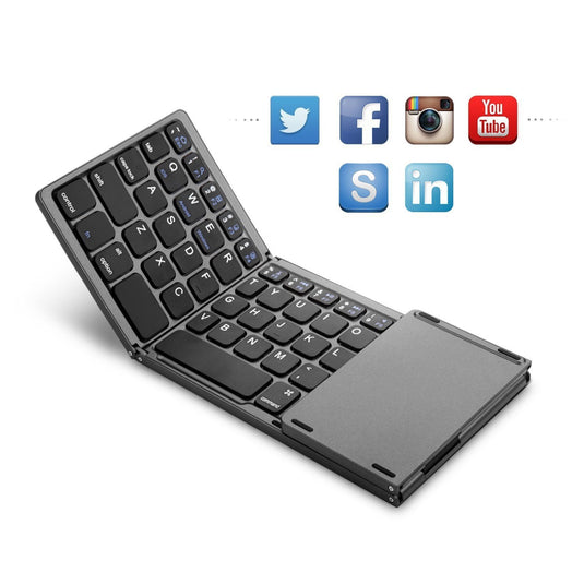 Ultra - Thin Portable Touchpad Wireless Bluetooth Tri - Fold Mini Keyboard (Compatible with Mobile Phones, Tablets, and Laptops)