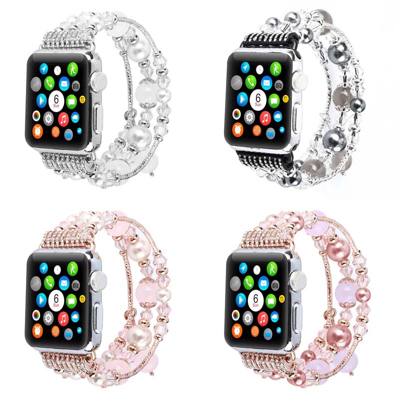 Load image into Gallery viewer, Apple Watch Series 1/2/3/4/5/6/SE/7 Gen - Fashion Agate Beaded Watch Band Chain
