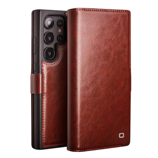 [With Card Slot] Samsung Galaxy S25/Plus/Ultra - Genuine Leather Flip Stand Wallet Series Case