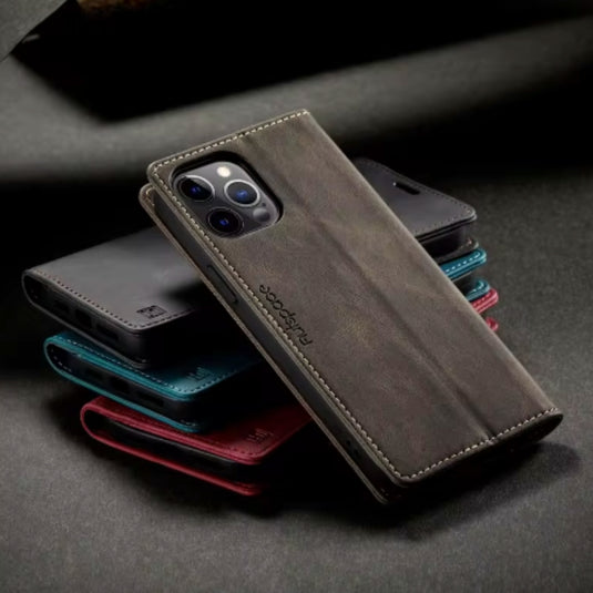 [With Card Slot][Adjustable Bracket] Apple iPhone 11/Pro/Max - Foldable Anti-slip Anti-drop PU Leather Flip Wallet Series Stand Case