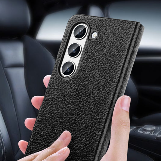 Samsung Galaxy Z Fold 6 (SM-F956) - Business Magnetic Flip Genuine Leather Series Stand Case