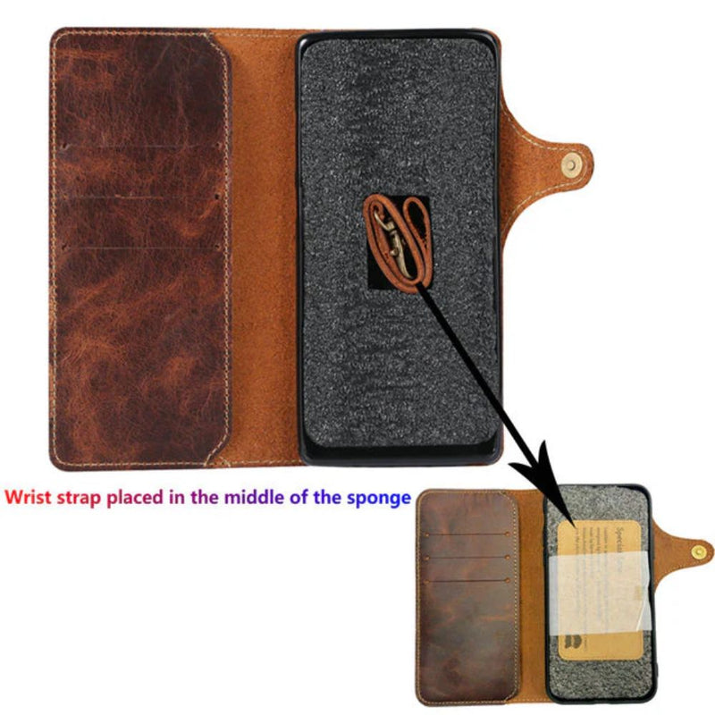 Load image into Gallery viewer, [With Card Slot] Samsung Galaxy S22/Plus/Ultra - Genuine Leather Flip Wallet Series Case With Leather Lanyard
