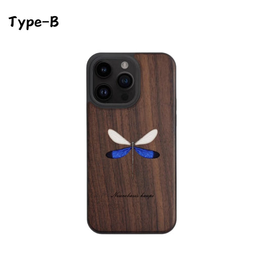 Apple iPhone 13/Pro/Max - Real Insect Specimen Black Walnut Wood Luxury Insect Art Essentials Series Case