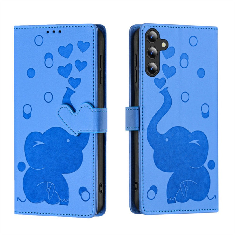 Load image into Gallery viewer, Samsung Galaxy S25/Plus/Ultra - Cartoon Heart-shaped Elephant PU Leather Wallet Series Case
