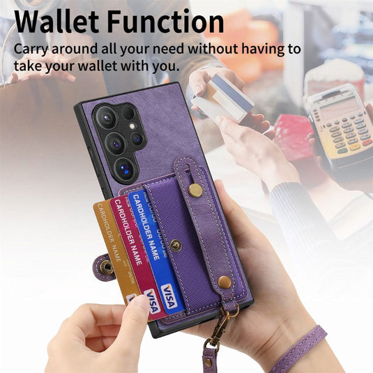 [With Card Slot] Samsung Galaxy S23/Plus/Ultra/FE - Business PU Leather Covering Wallet Series Stand Case With a Ring