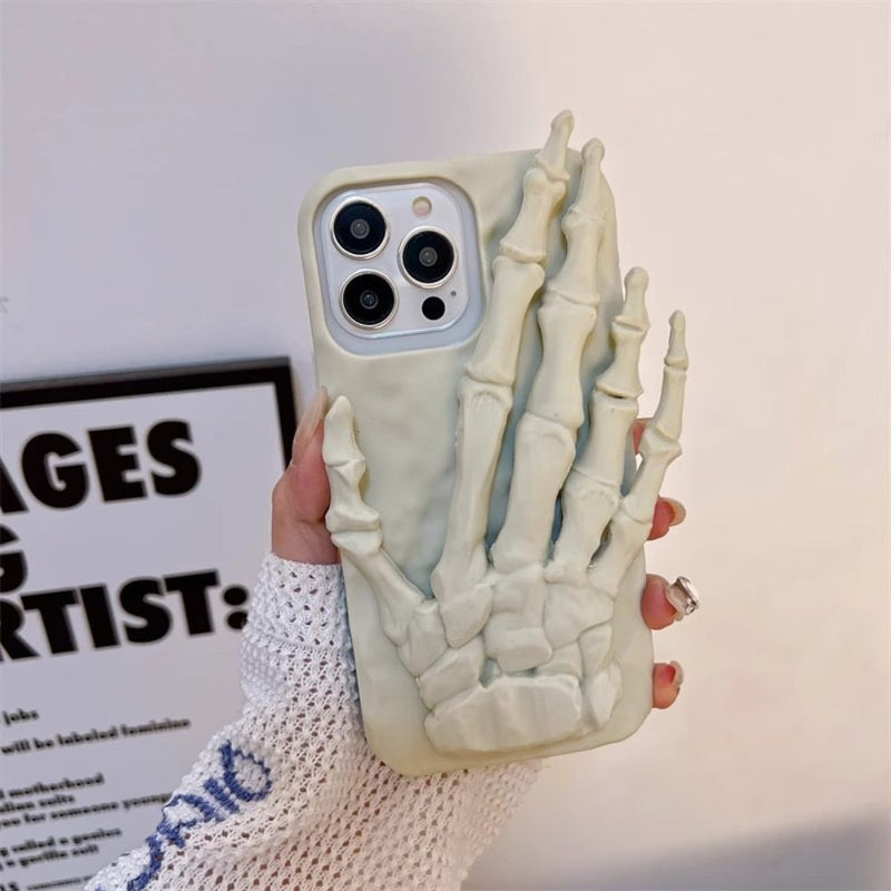 Load image into Gallery viewer, Apple iPhone 16/Pro/Max - Halloween Skeleton Hand Relief Dark Style Stand Series Case
