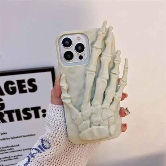 Apple iPhone 16/Pro/Max - Halloween Skeleton Hand Relief Dark Style Stand Series Case