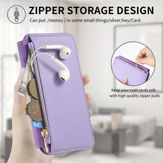 [Magsafe Compatible] Samsung Galaxy A25 5G (SM-A256) - Detachable Flip PU Leather Zipper Storage Wallet Series Case