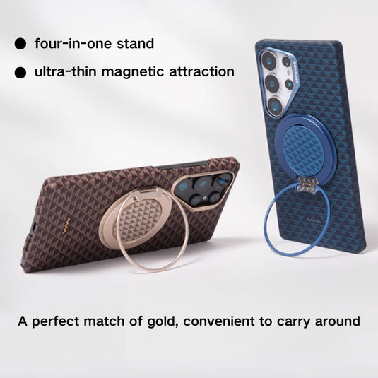 Samsung Galaxy S25 Plus/Ultra - Kevlar-source Braided Magnetic Carbon Fiber Pattern Luxurious Essential Stand Series Case