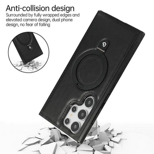 [Magsafe Compatible] Samsung Galaxy S22/Plus/Ultra - Business Magnetic Stand PU Leather Series Case