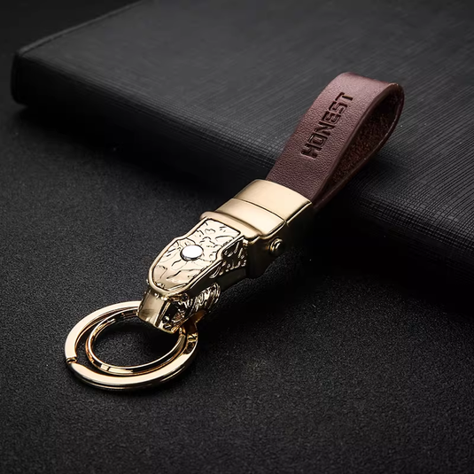 Genuine Leather Car Keychain – Premium Key Ring Chain for Men