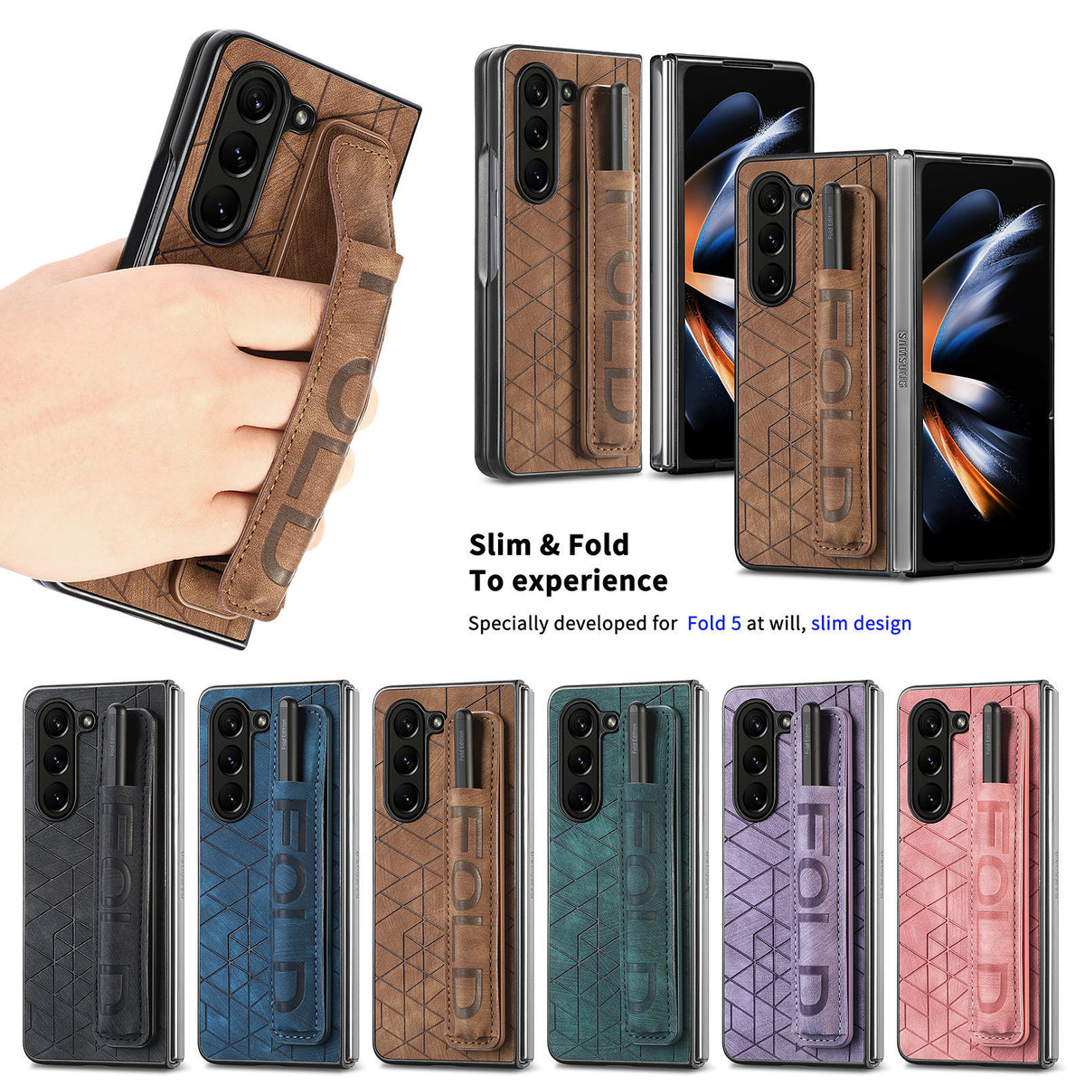 [With Pen Slot] Samsung Galaxy Z Fold4 (SM-F936) Foldable Vegan Leather Shockproof Case - i-Station Mobile Phone & Electronic Device Repair and Accessories