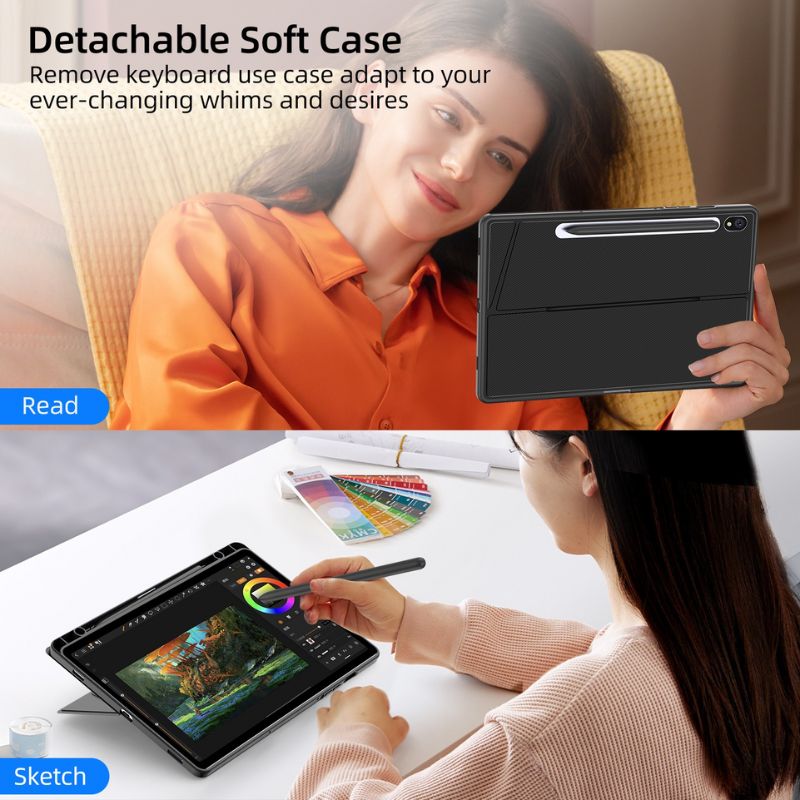 Load image into Gallery viewer, [Detachable][With RGB Backlit] Samsung Galaxy Tab S9 Plus &amp; S9 FE Plus &amp; S10 Plus 12.4&quot; - Wireless Bluetooth Magnetic Keyboard Soft Case
