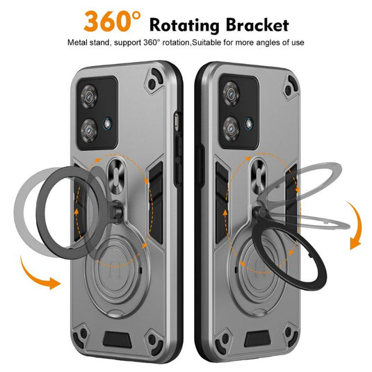 [Built-in Stand][Magsafe Compatible] Motorola Moto G34 - 360 Degree Drop-resistant Metal Stand Series Case With Magnetic Ring