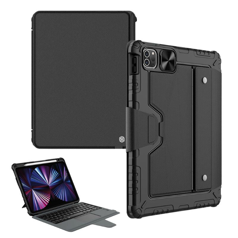 Load image into Gallery viewer, [With Slide Lens Cover] [Built-in Stand] Apple iPad Air 13-inch M3 (2025) - Nillkin Full Cover Rugged  Smart Wireless Trackpad Keyboard Flip Case With Backlit
