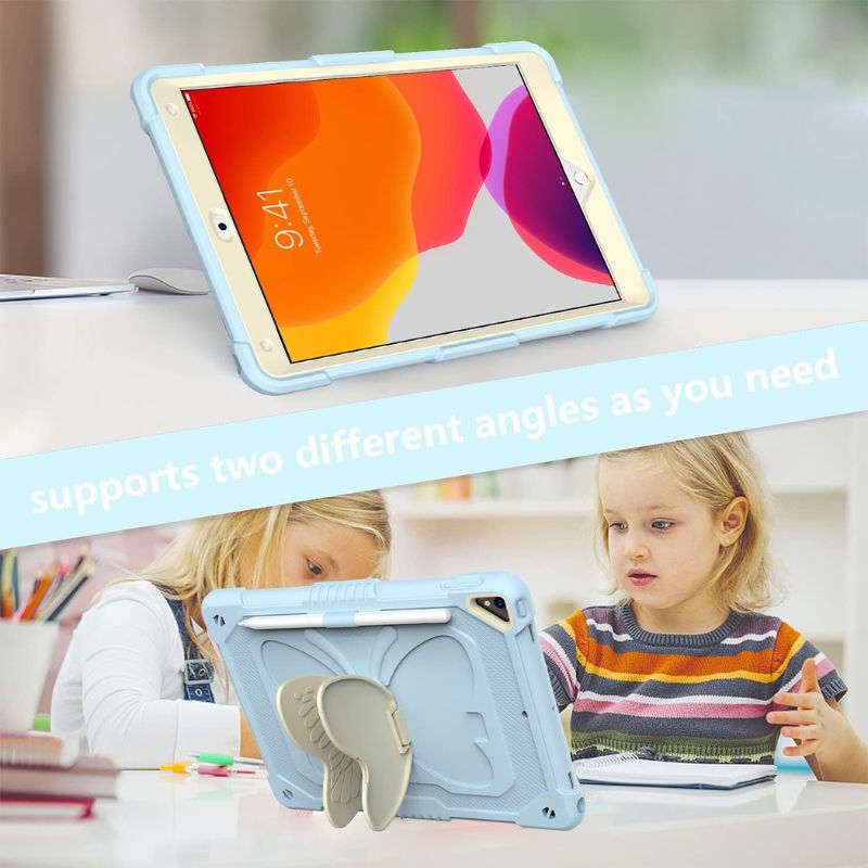 Load image into Gallery viewer, [With Pen Slot] [Built-in Stand] Apple iPad Pro 7th 11&quot; (2024) - Child Friendly Silicone Cartoon Butterfly Fashion-Forward Series Case With Strap
